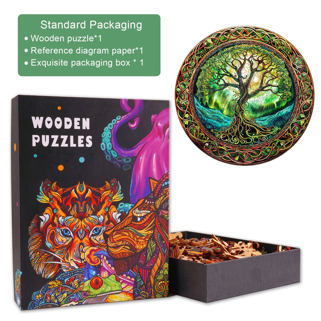 Aurora Tree of Life-2 Wooden Jigsaw Puzzle-Woodbests