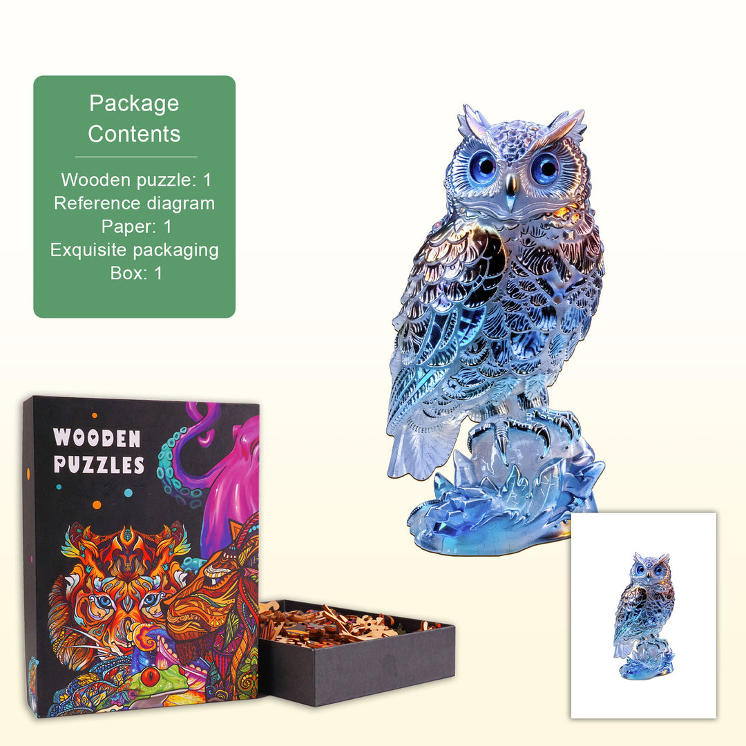 Neon Owl Wooden Jigsaw Puzzle