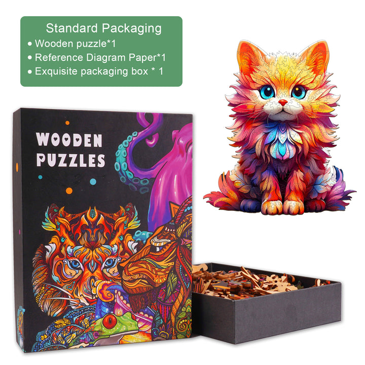 Docile Cat Wooden Jigsaw Puzzle-Woodbests