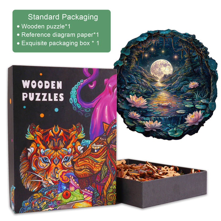 3D Cave Moon Lotus Wooden Jigsaw Puzzle