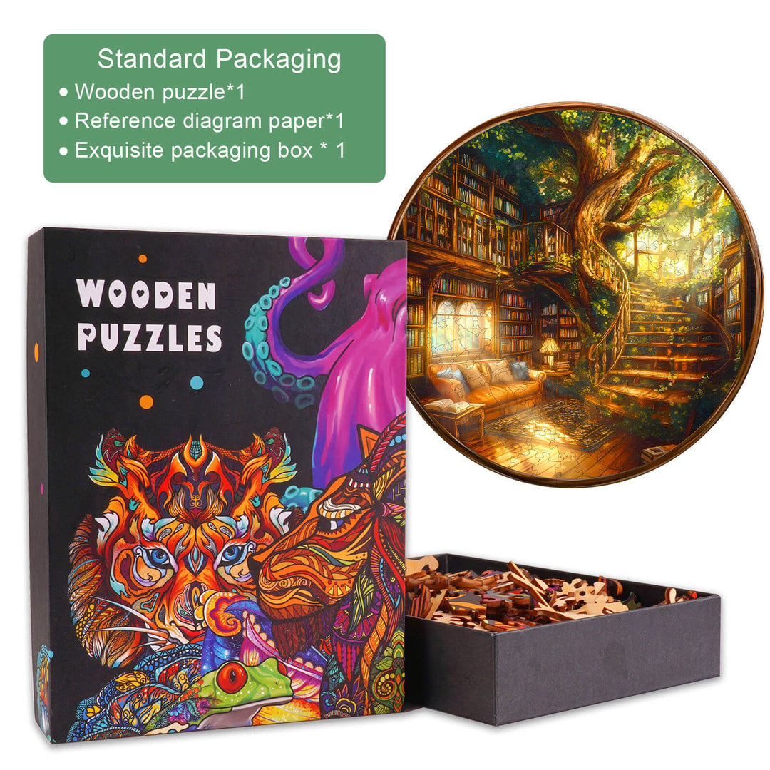 Charming Bookstore Wooden Jigsaw Puzzle