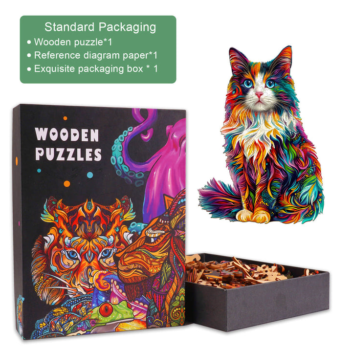 Colorful Ragdoll Cat-1 Wooden Jigsaw Puzzle