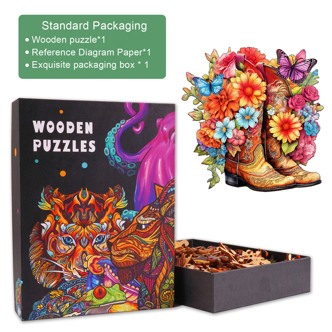Cowgirl Boots Wooden Jigsaw Puzzle-Woodbests