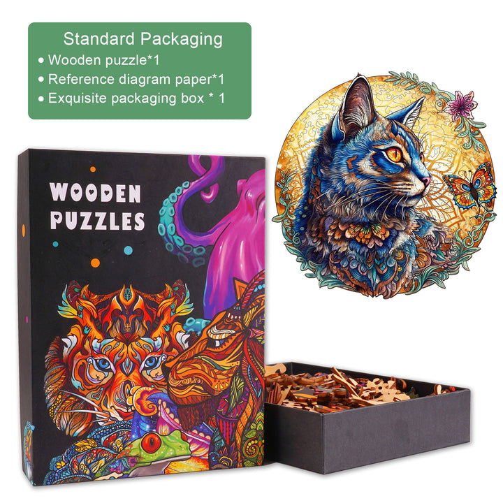 Cat and Butterfly Wooden Jigsaw Puzzle