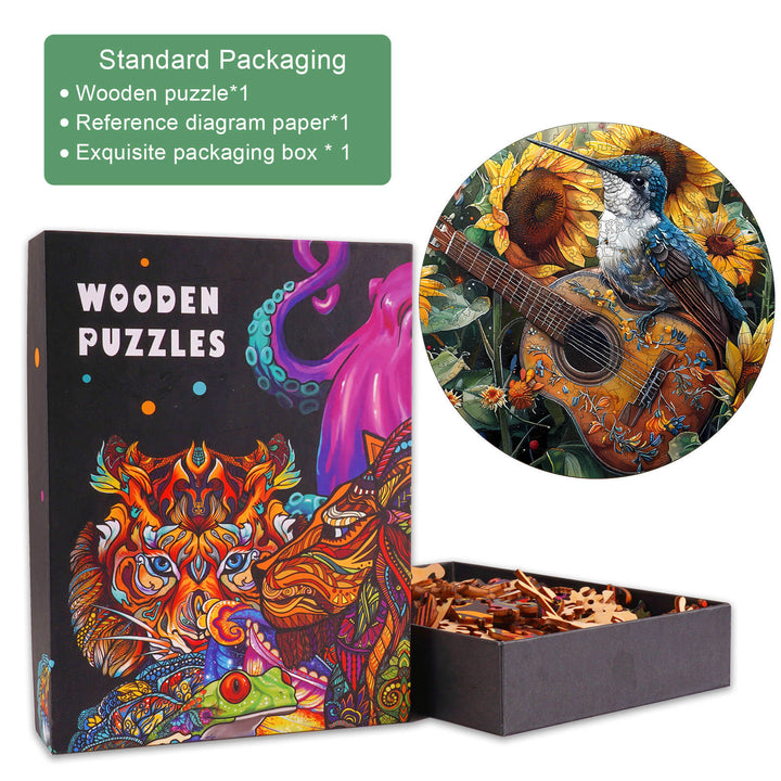 Elegant Hummingbird Wooden Jigsaw Puzzle