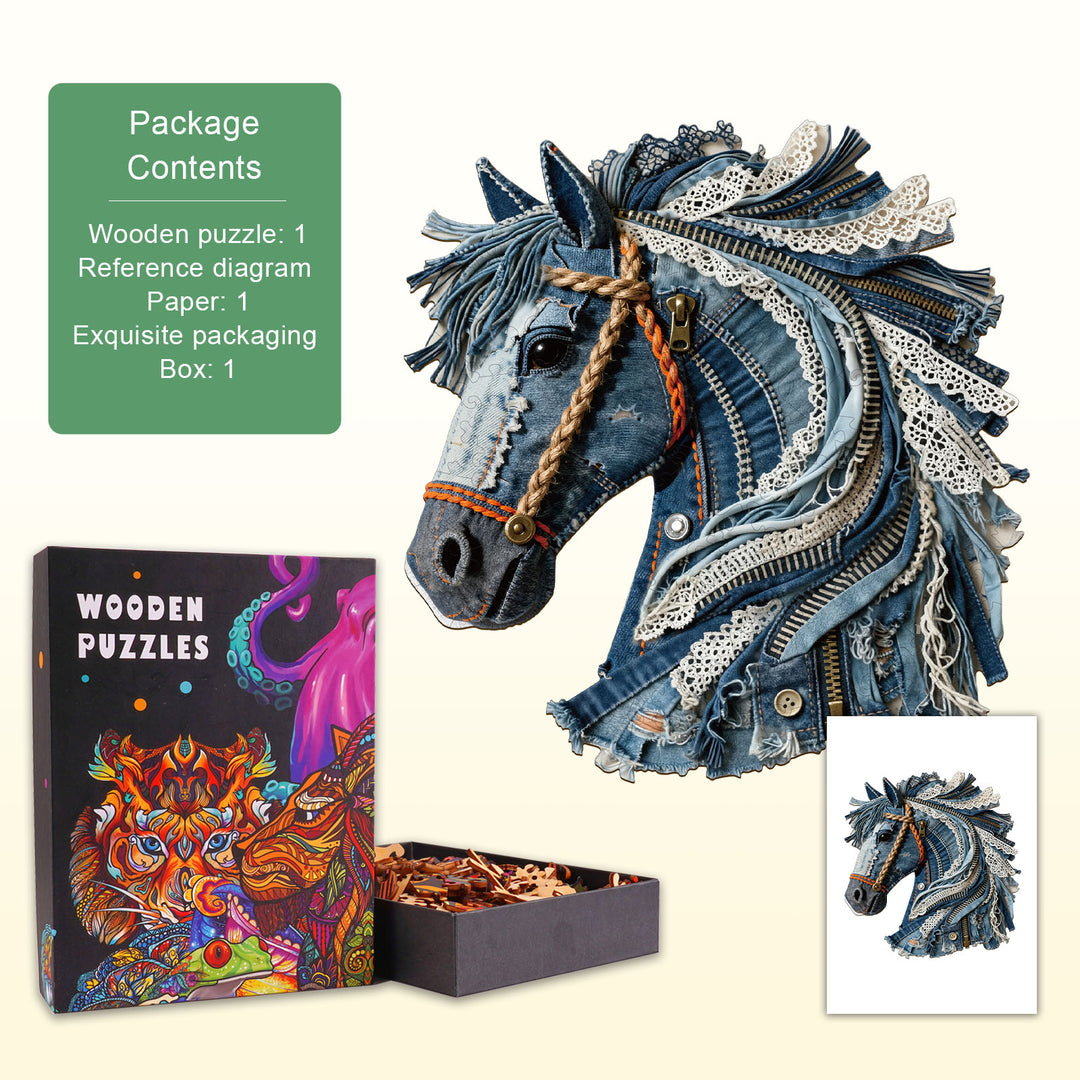 Denim Horse Wooden Jigsaw Puzzle