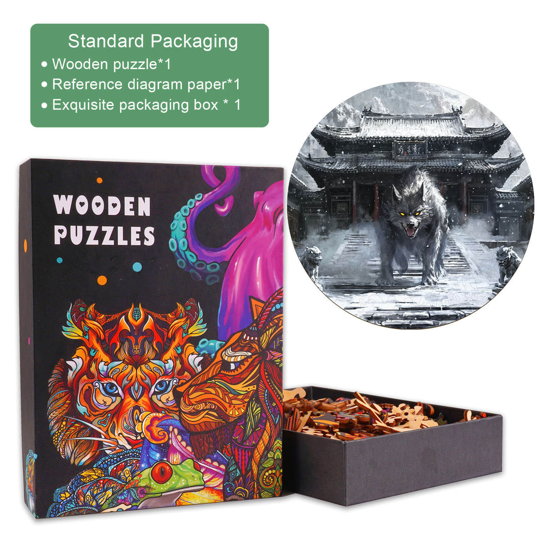 Howling Celestial Dog Wooden Jigsaw Puzzle