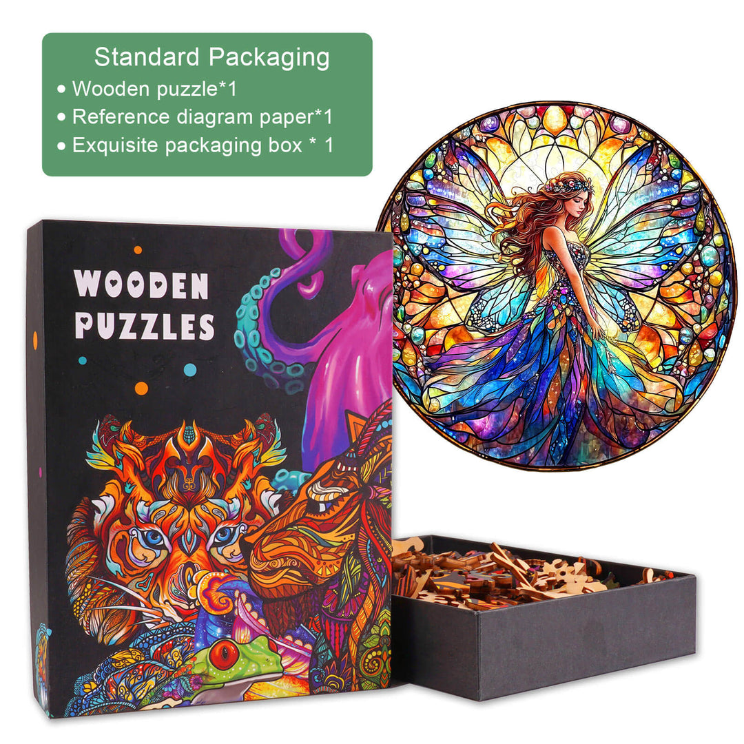 Stained Glass Fairy Wooden Jigsaw Puzzle