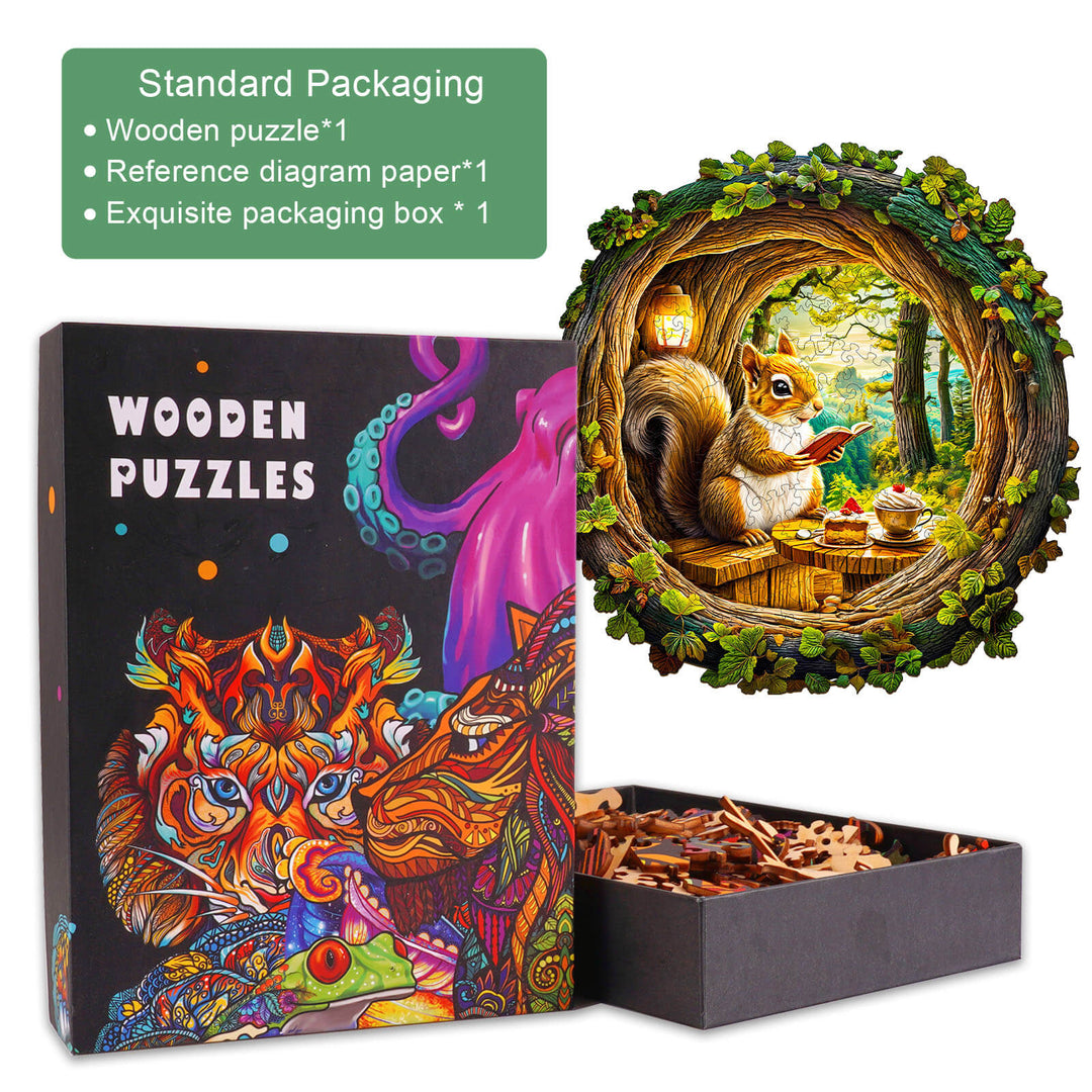 3D Squirrel in The Cave-1 Wooden Jigsaw Puzzle