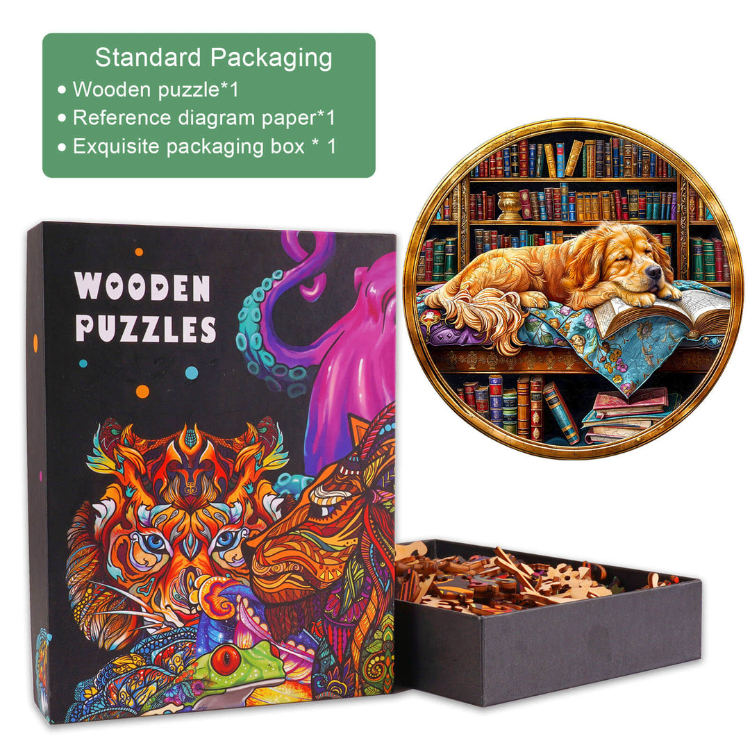 Book's Golden Retriever Wooden Jigsaw Puzzle