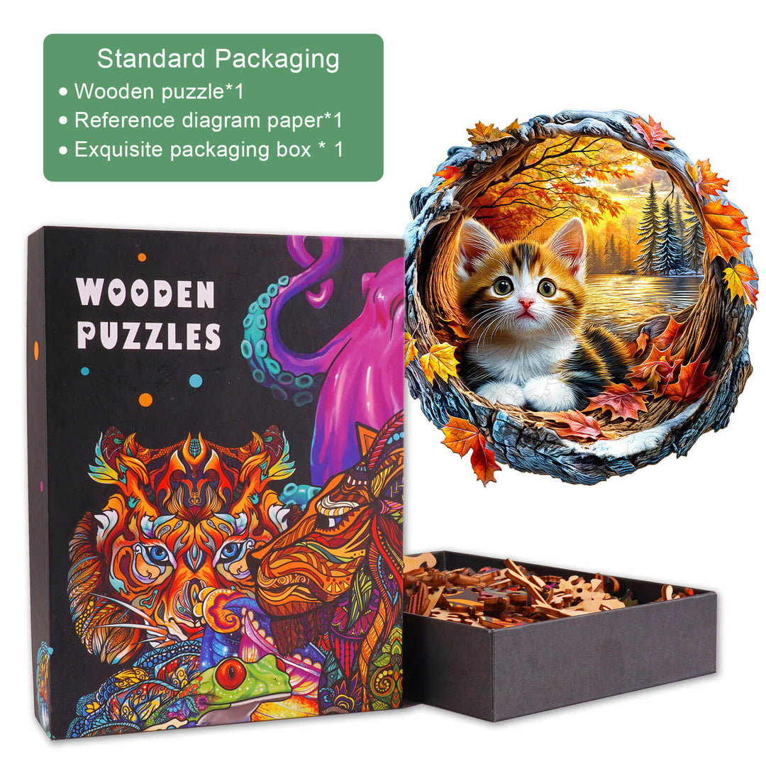 Puzzle en bois chat 3D