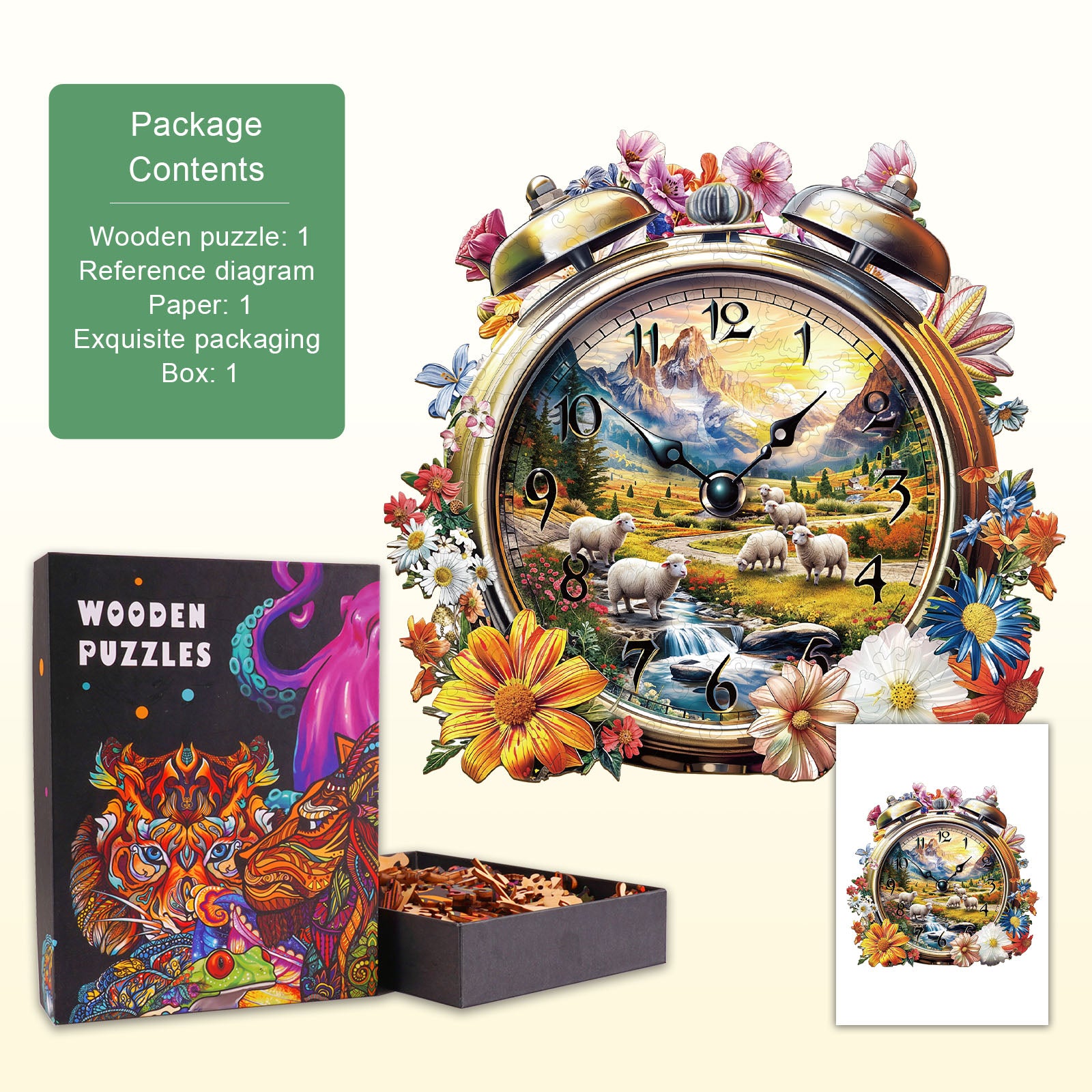 Puzzle en bois Horloge de la prairie