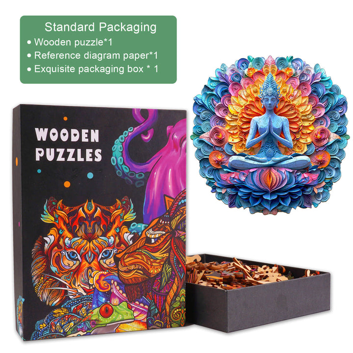 Yoga and mandala Wooden Jigsaw Puzzle