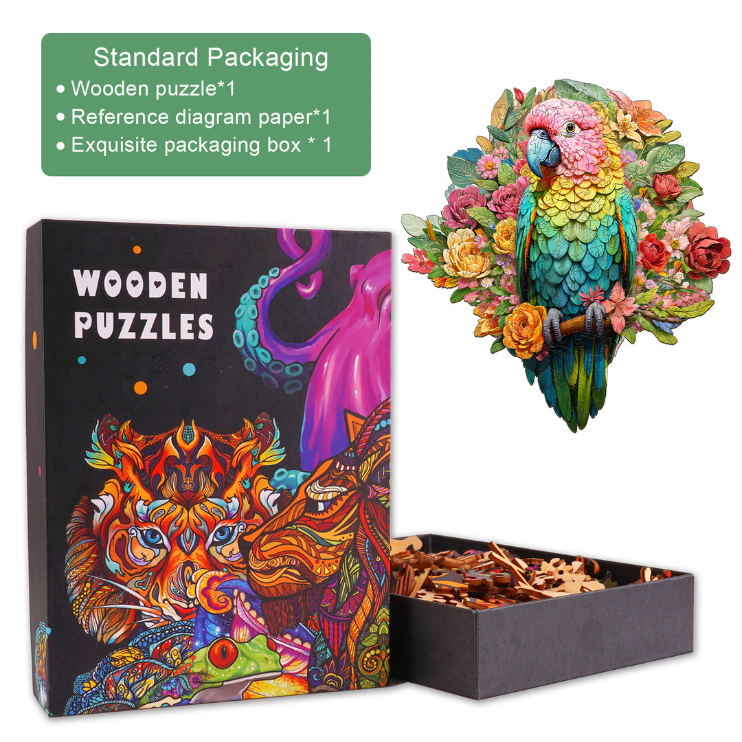 Puzzle en bois perroquet coloré 
