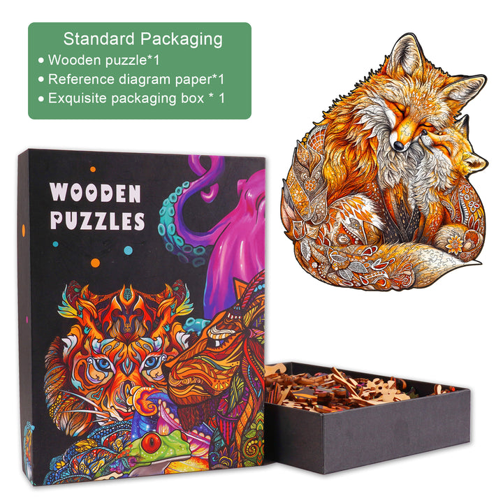 FOX FAMILY-2 Wooden Jigsaw Puzzle-Woodbests