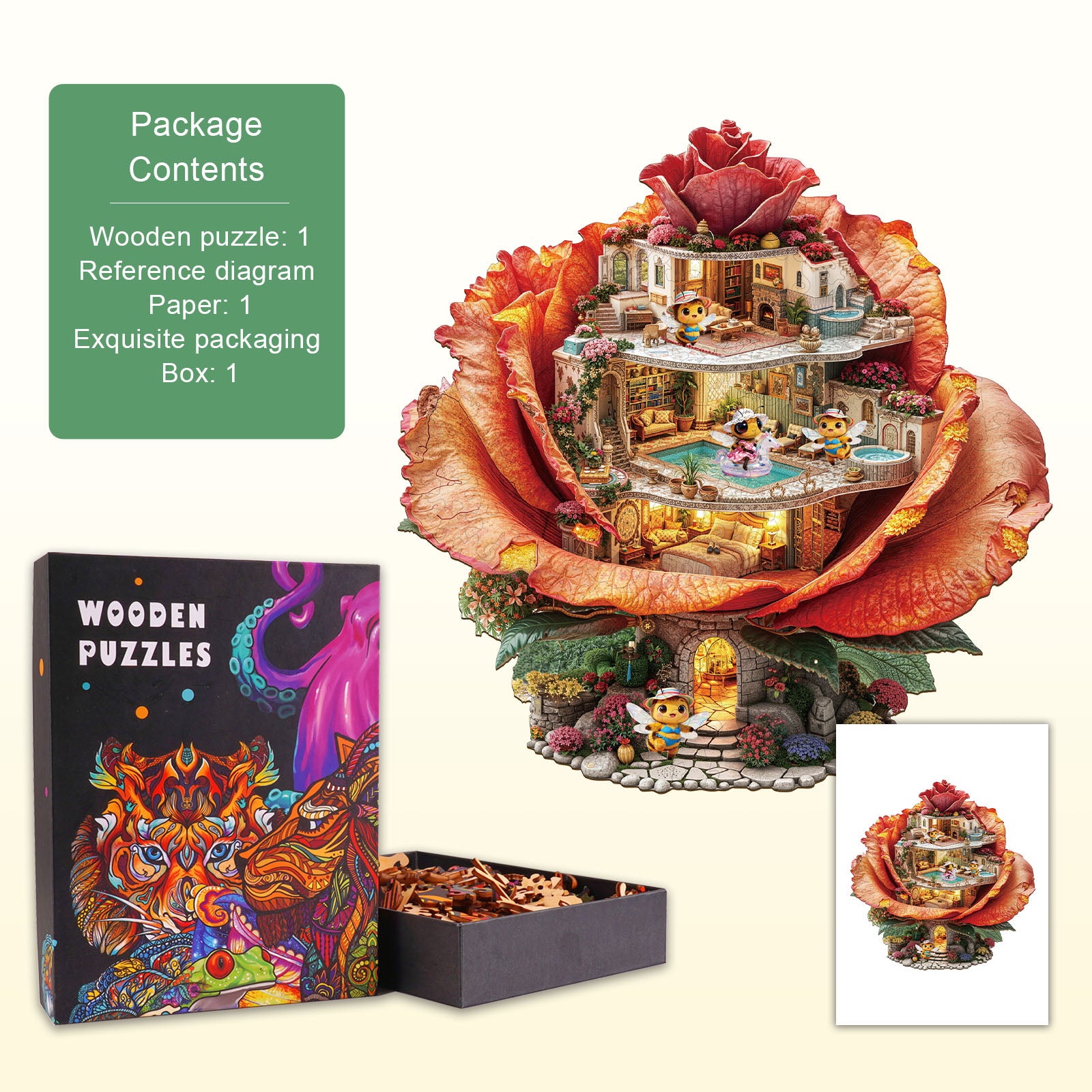 Puzzle en bois Auberge Rose