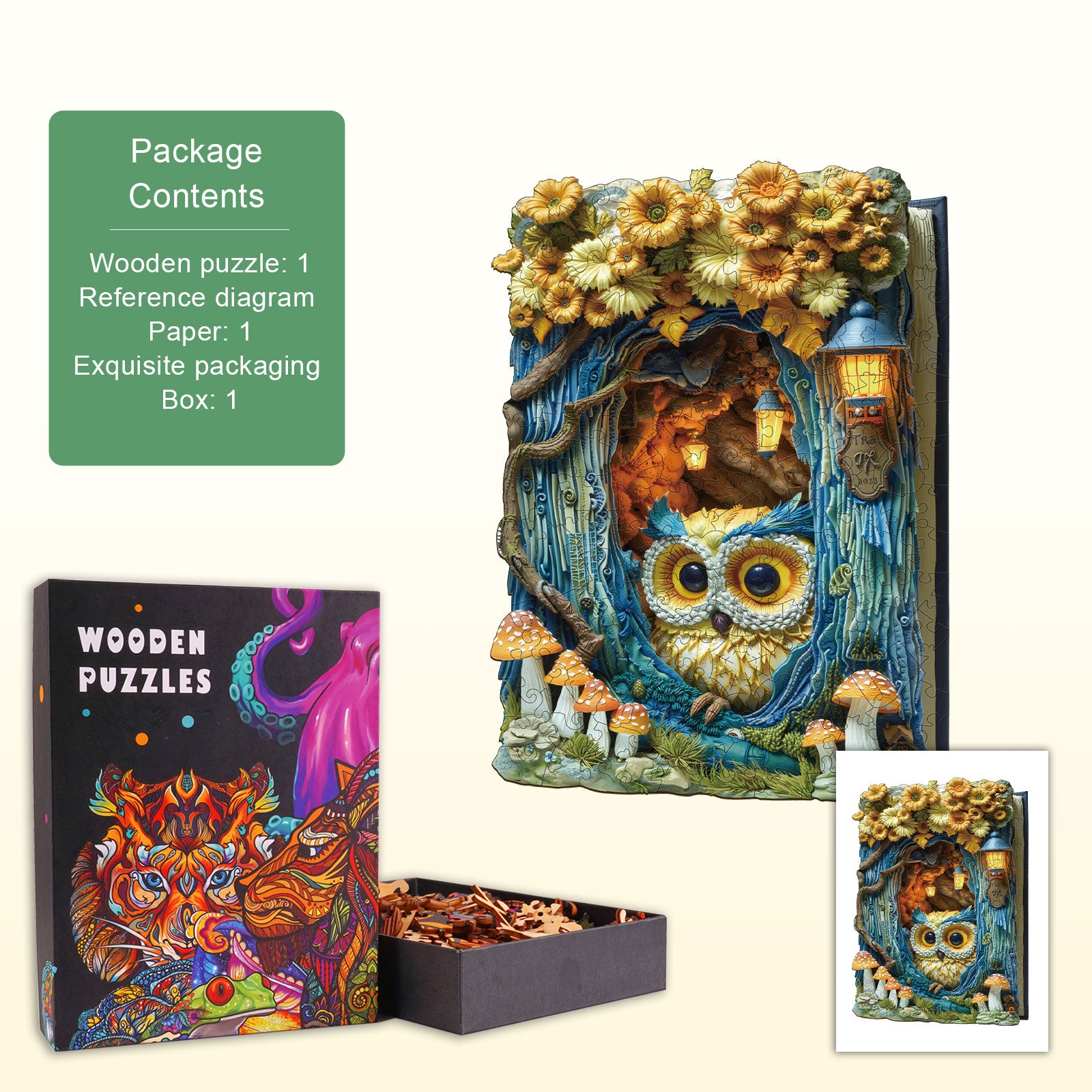 Puzzle en bois Hibou sous la lumière