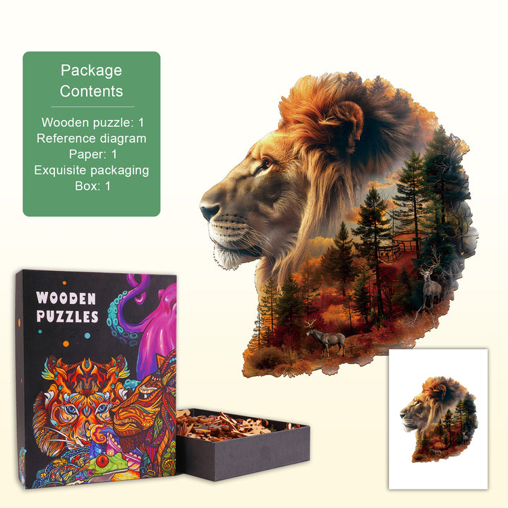 Sunset Lion Wooden Jigsaw Puzzle