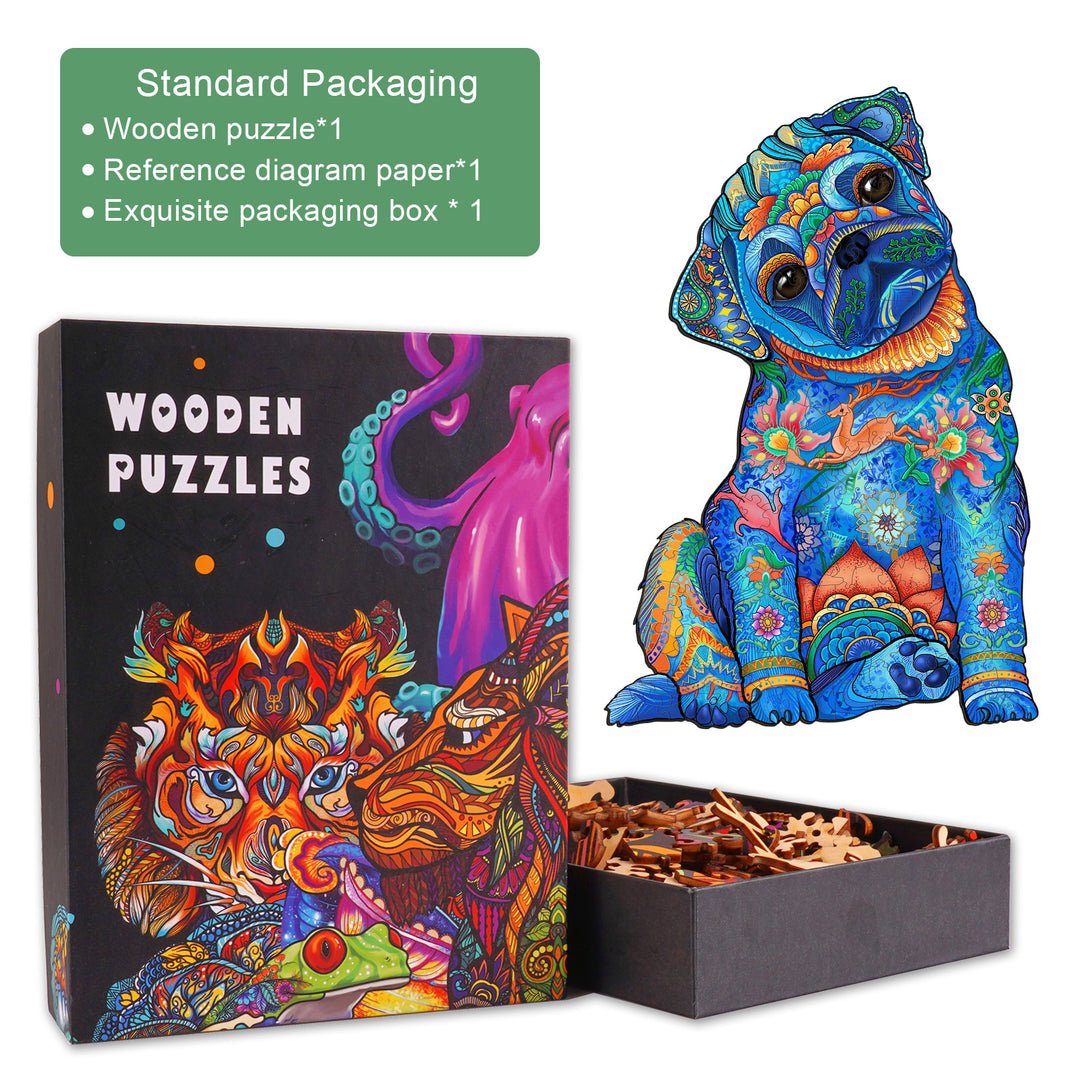 Cute Pug Wooden Jigsaw Puzzle - Woodbests