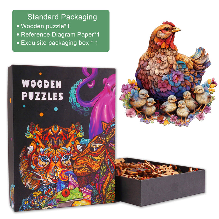 Hens And Chicks Wooden Jigsaw Puzzle-Woodbests