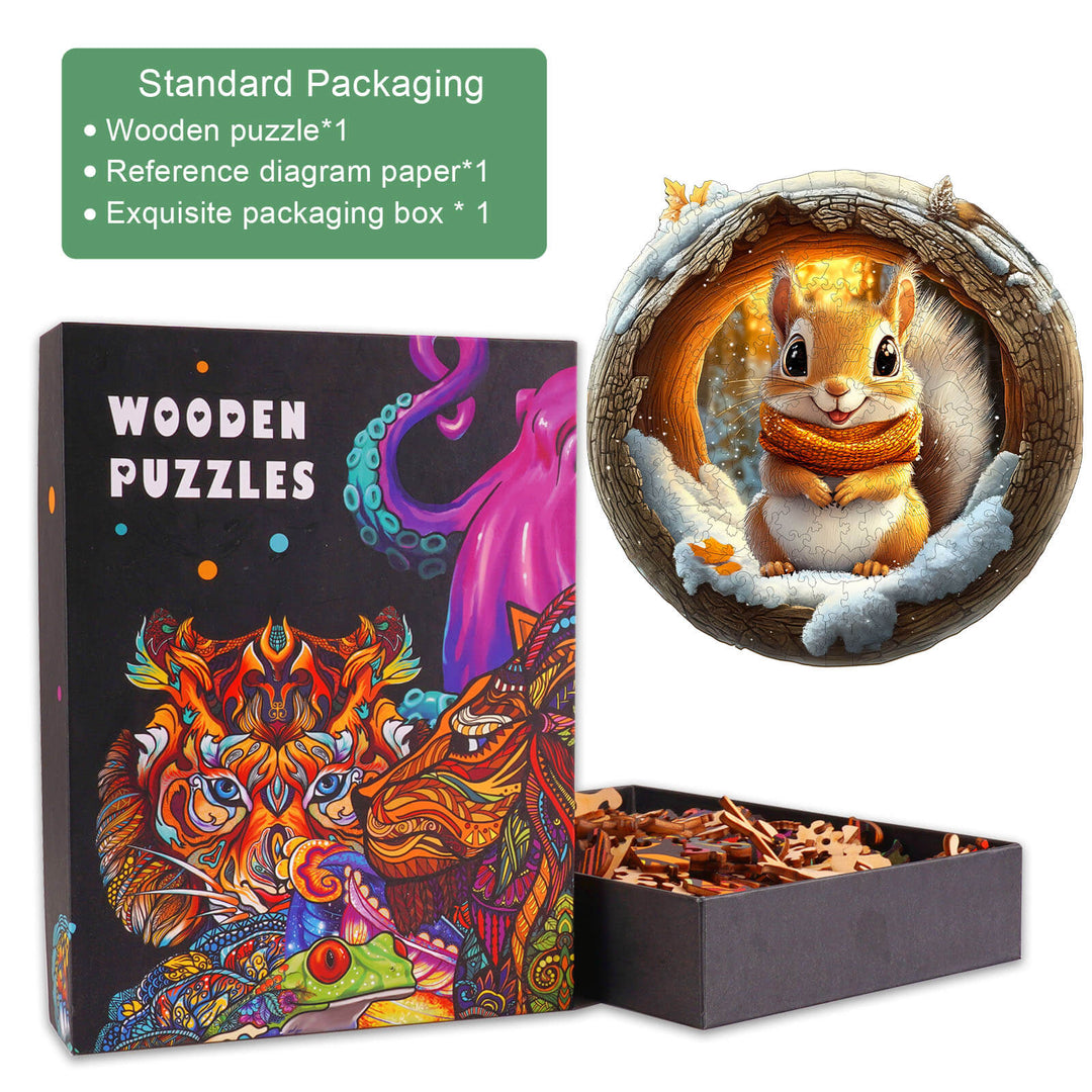 3D Cave Squirrel Wooden Jigsaw Puzzle