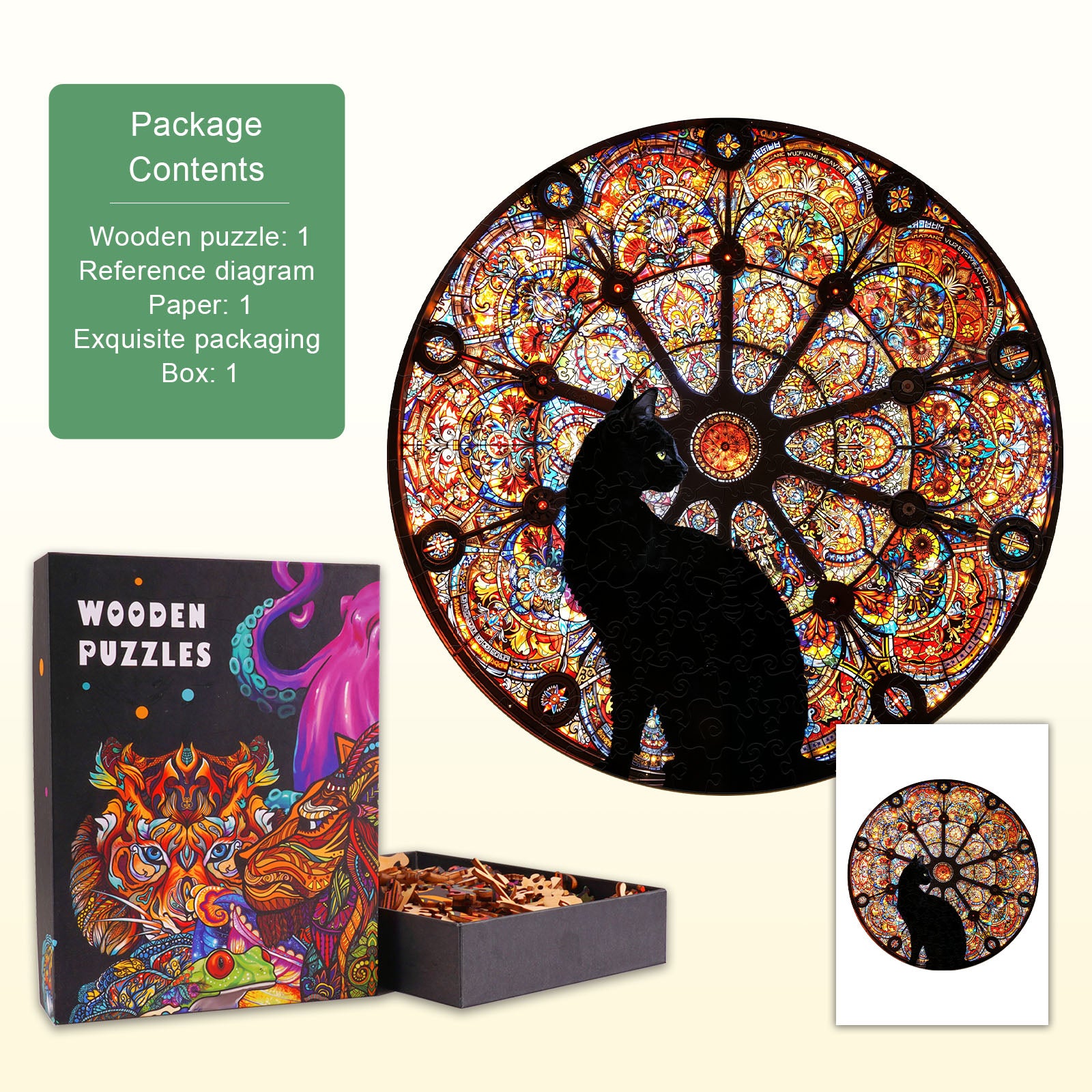 church cat Wooden Jigsaw Puzzle