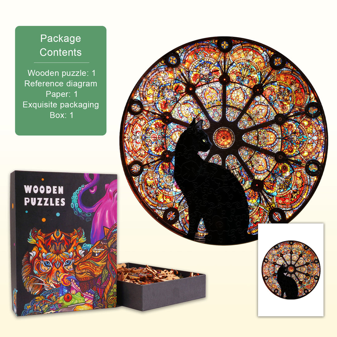 church cat Wooden Jigsaw Puzzle