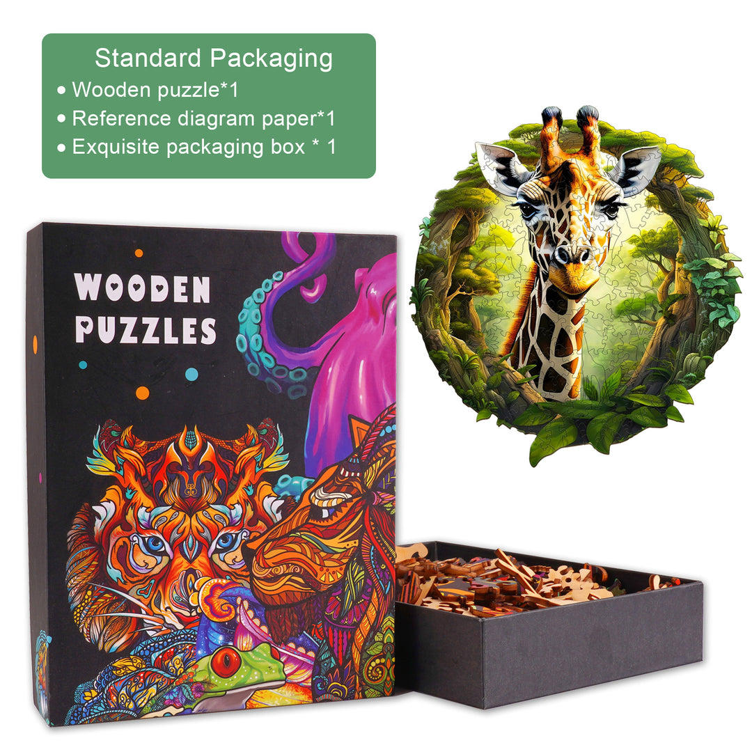 Forest Giraffe Wooden Jigsaw Puzzle-Woodbests