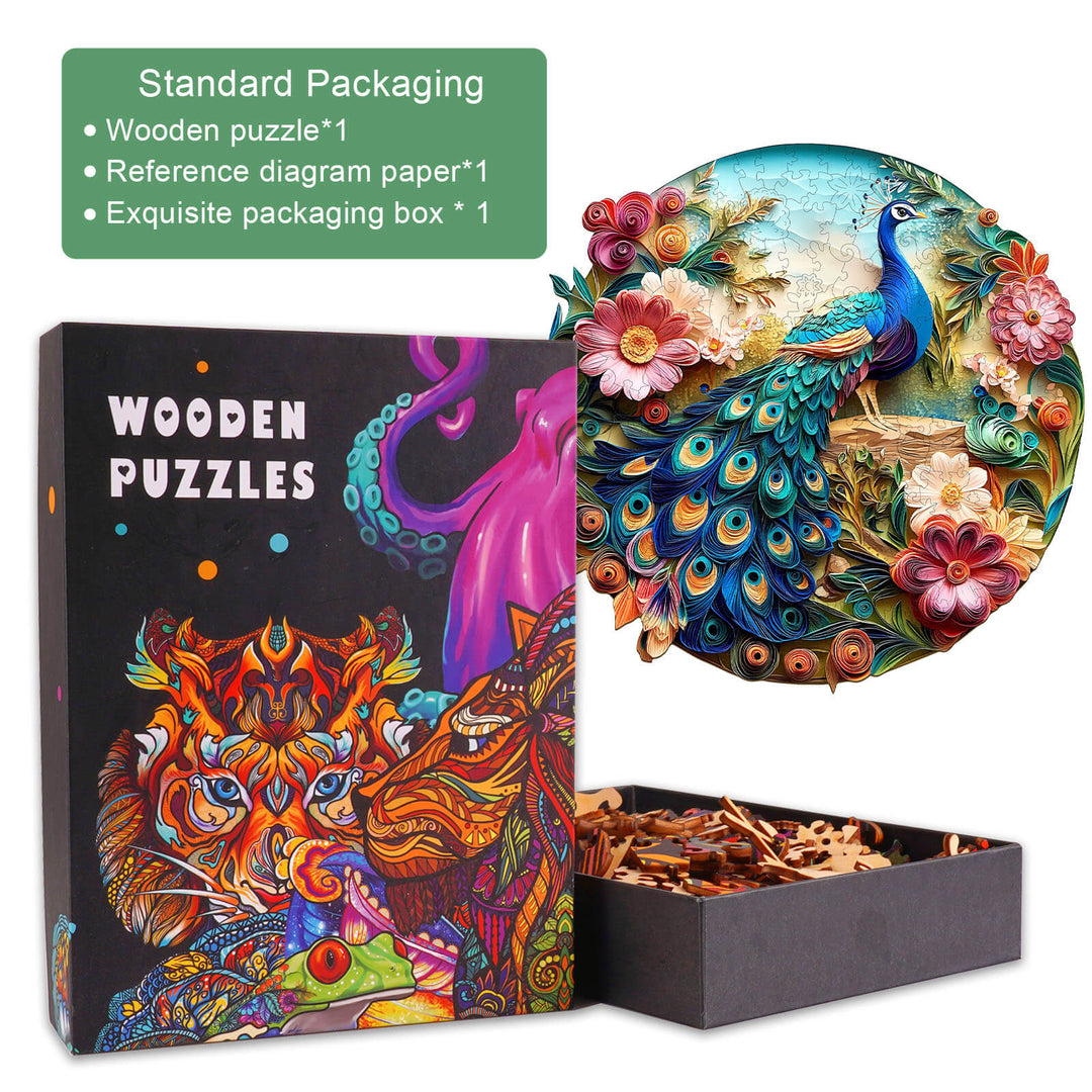 3D Colorful Peacock Wooden Jigsaw Puzzle