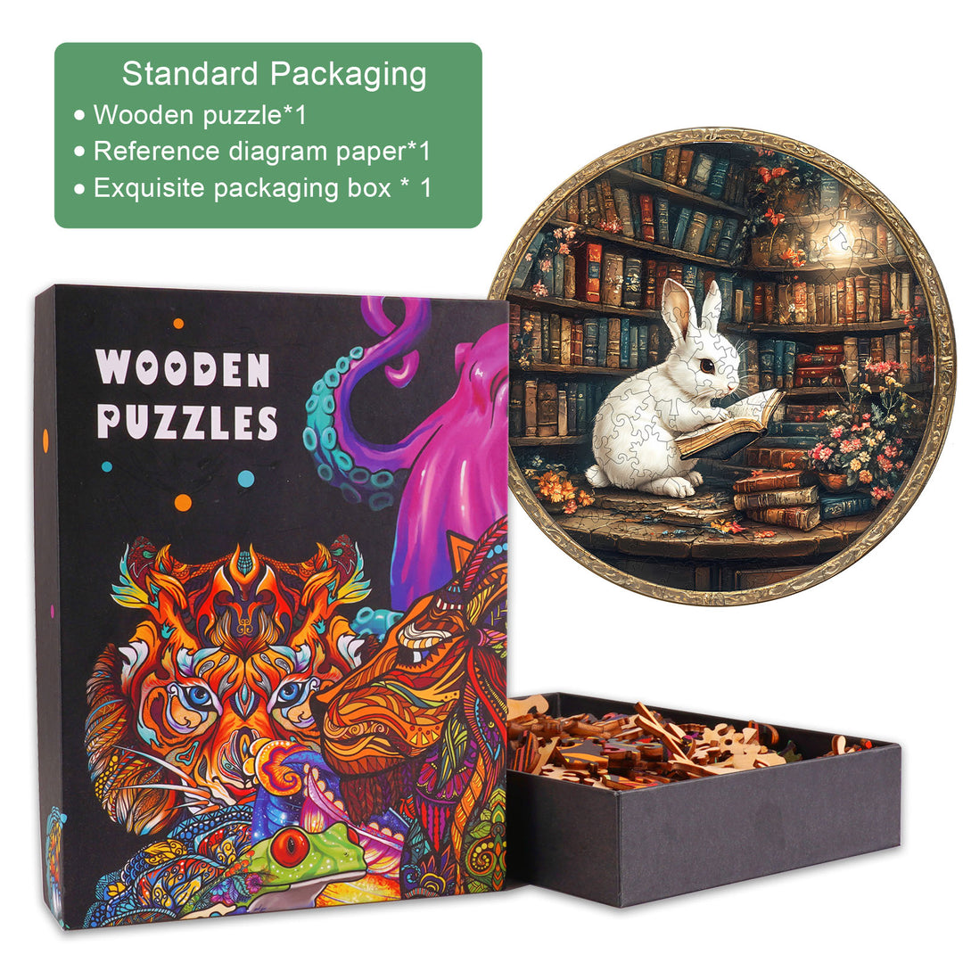 Magic Library Rabbit Wooden Jigsaw Puzzle