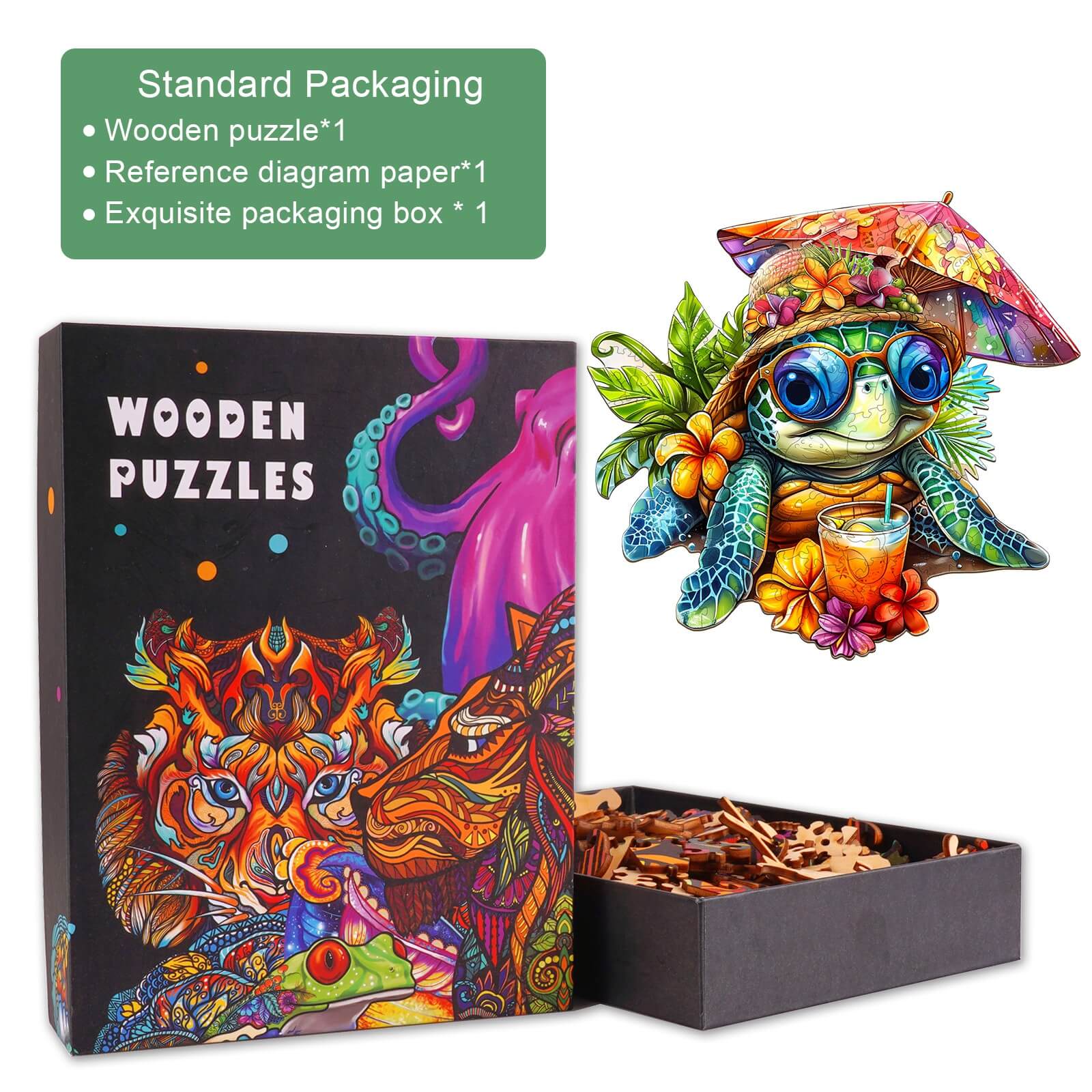Beach Turtle Wooden Jigsaw Puzzle