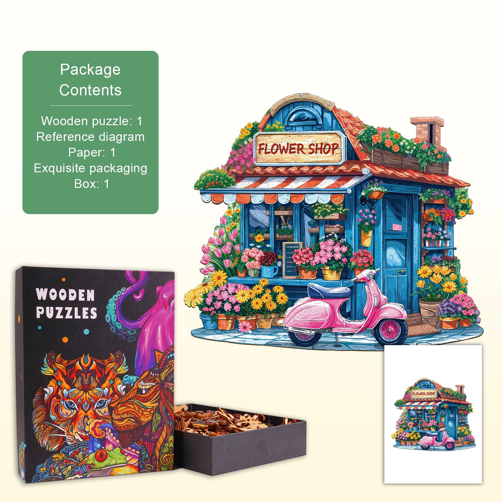 Floral Lane  Wooden Jigsaw Puzzle