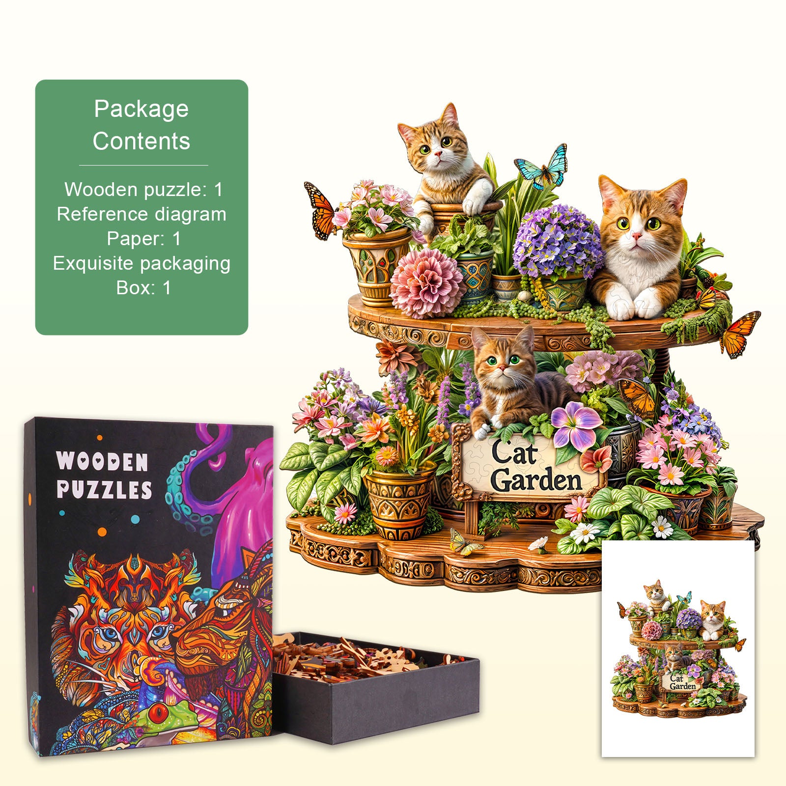 Puzzle en bois pour jardin de chat