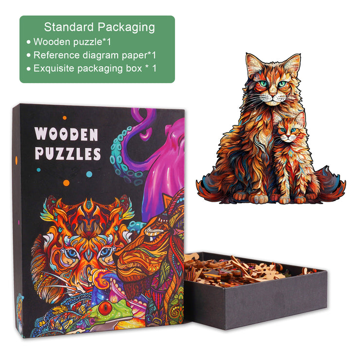 Maine Coon Family Wooden Jigsaw Puzzle-Woodbests