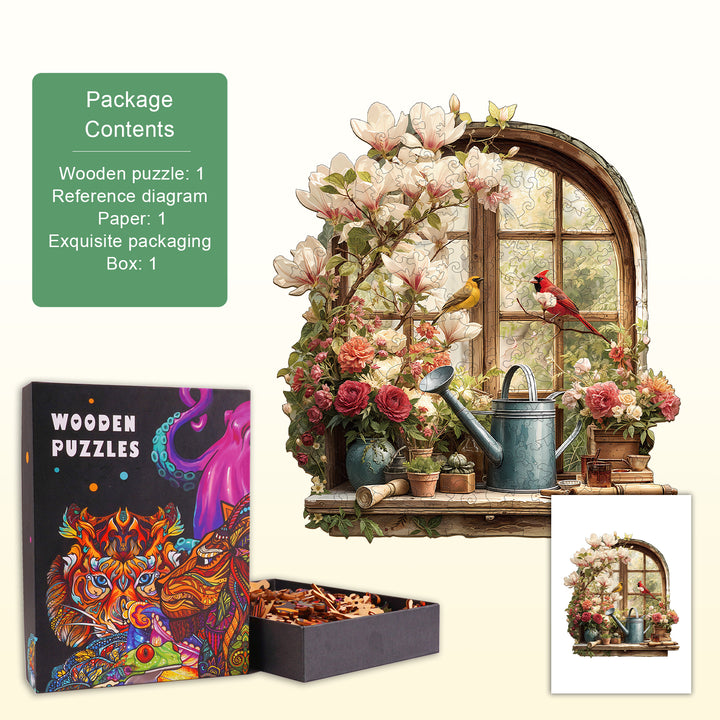 Windowsill in the sun Wooden Jigsaw Puzzle