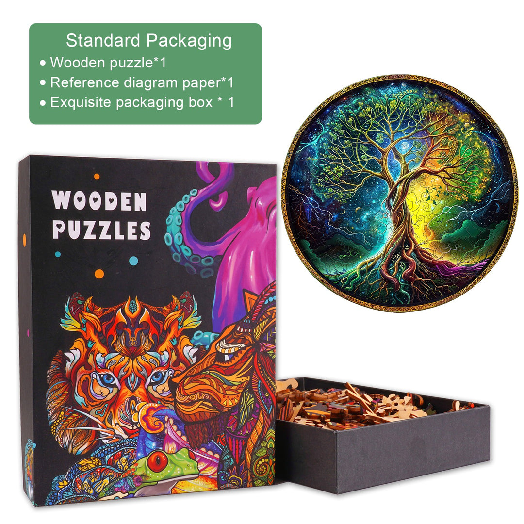 Aurora Tree of Life-3 Wooden Jigsaw Puzzle-Woodbests