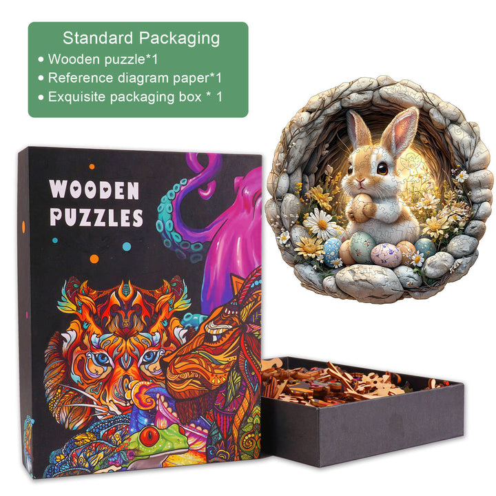 3D Cave Easter Bunny Wooden Jigsaw Puzzle