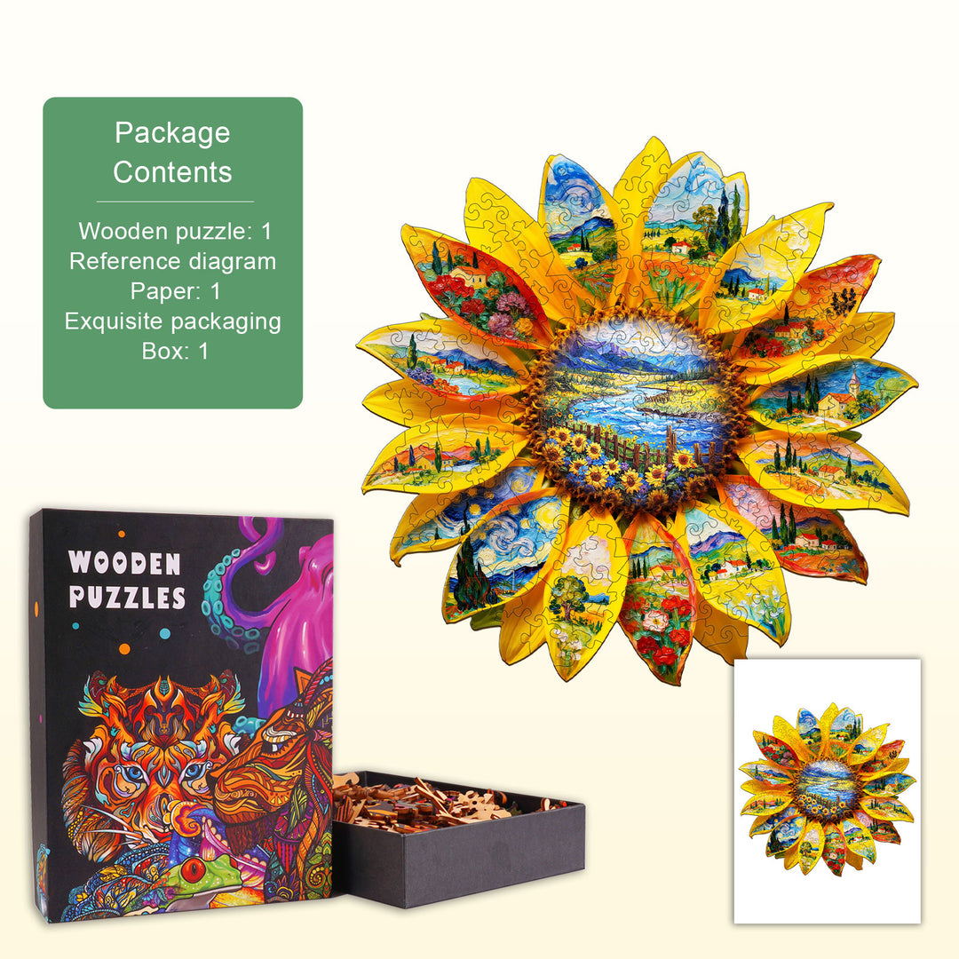 Oil on Sunflower Wooden Jigsaw Puzzle