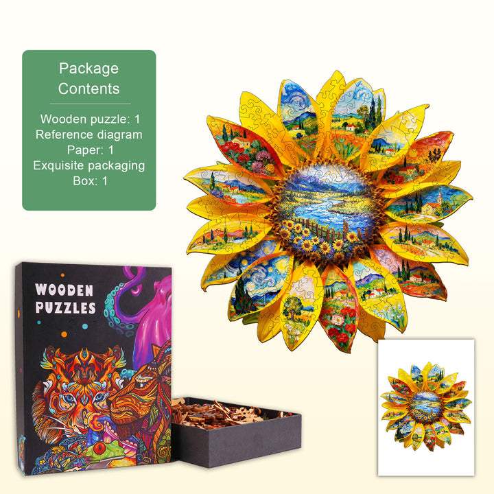 Oil on Sunflower Wooden Jigsaw Puzzle