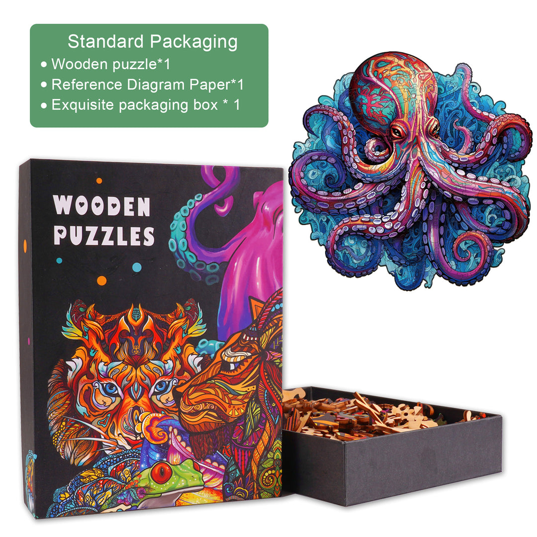 Deep Sea Giant Octopus Wooden Jigsaw Puzzle-Woodbests