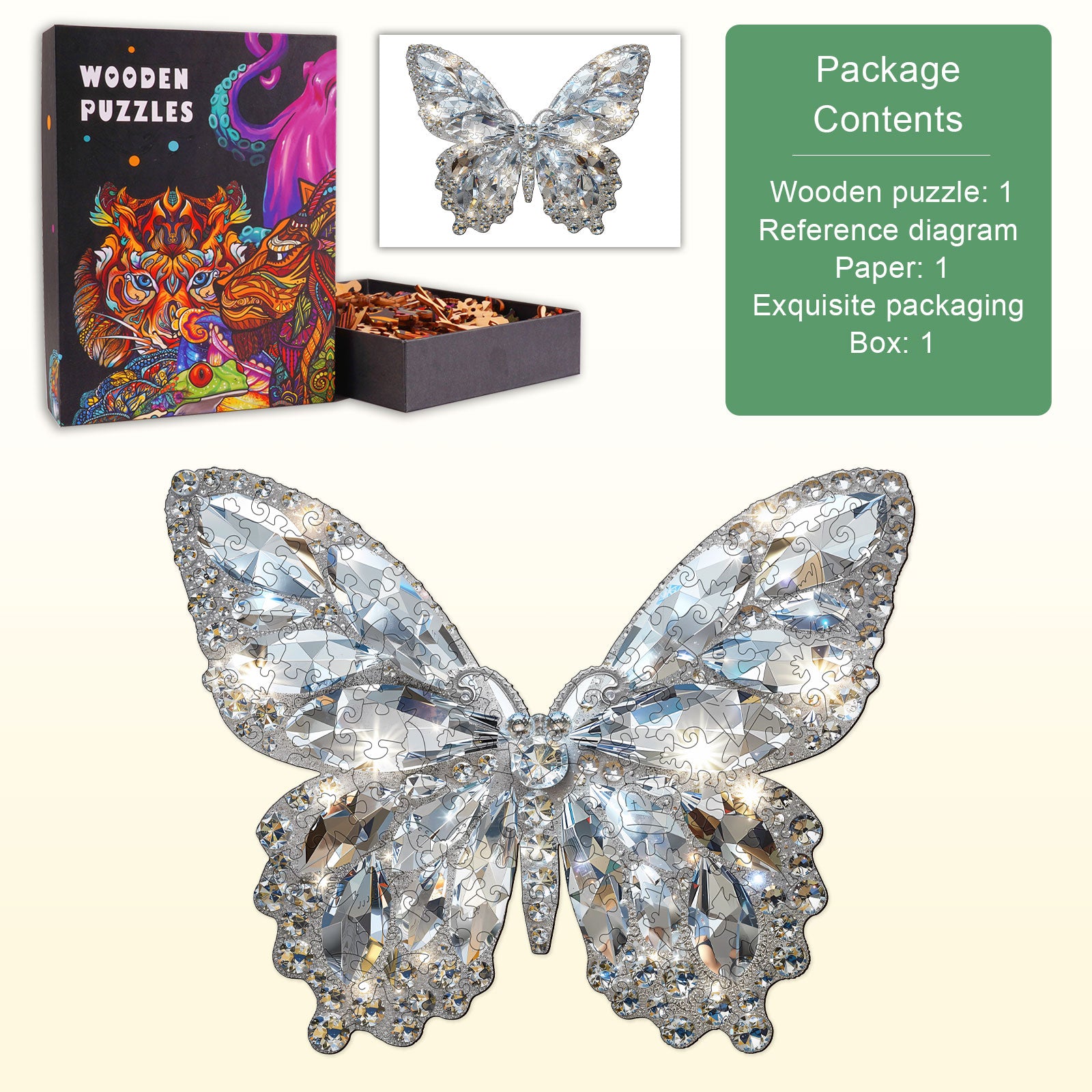 Diamond Butterfly Wooden Jigsaw Puzzle