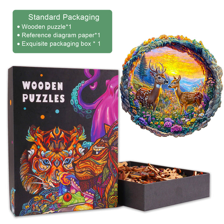 3D Deer among Flowers Wooden Jigsaw Puzzle