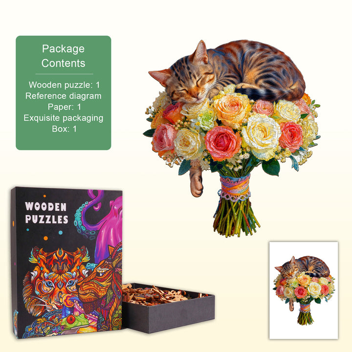 Kitten Bouquet Wooden Jigsaw Puzzle