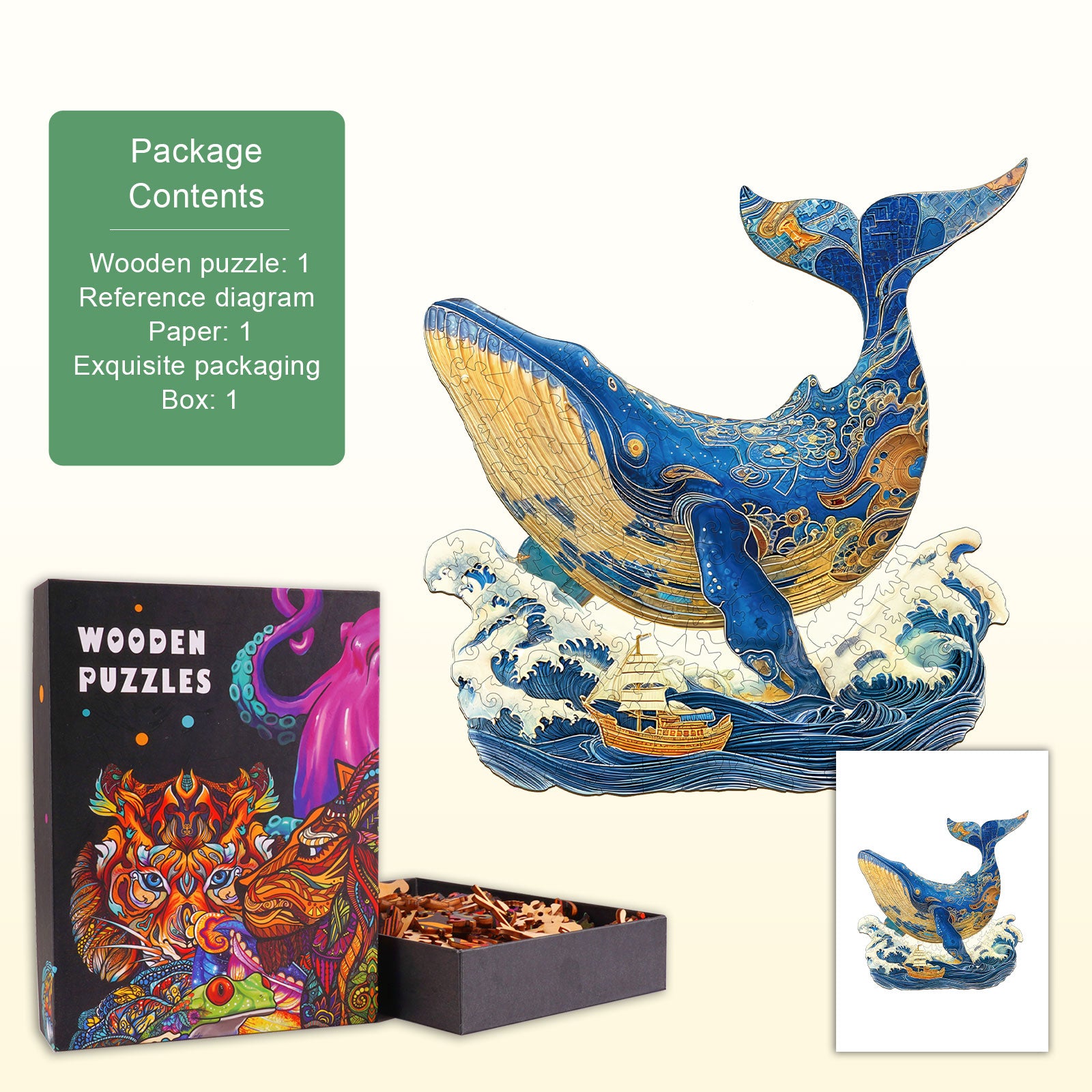 Golden Whale Wooden Jigsaw Puzzle