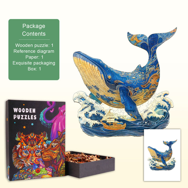 Golden Whale Wooden Jigsaw Puzzle