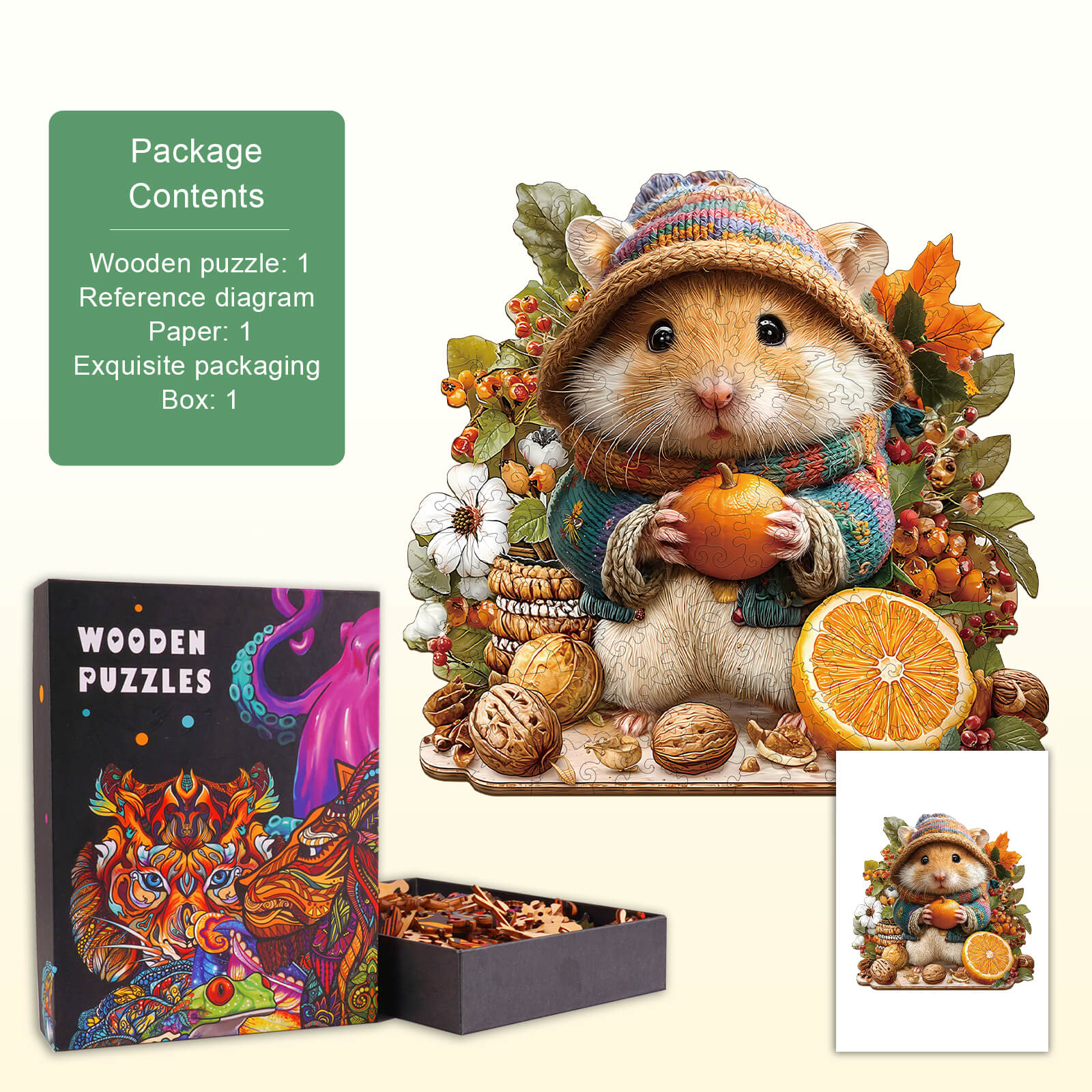 cute hamster Wooden Jigsaw Puzzle