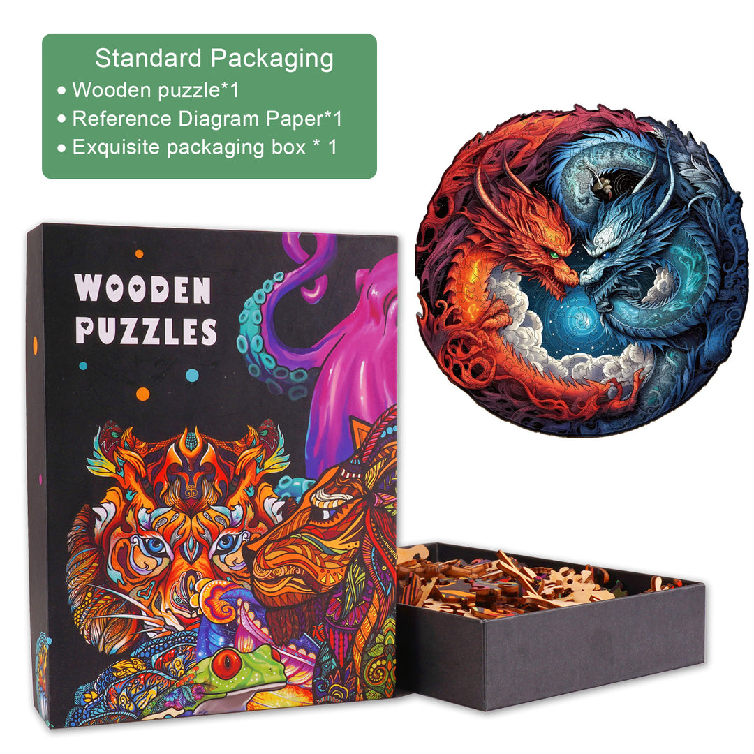 Yin-Yang Dragon-2 Wooden Jigsaw Puzzle