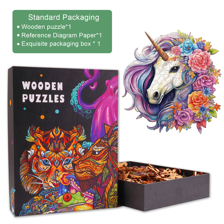Rainbow Ponies Wooden Jigsaw Puzzle-Woodbests