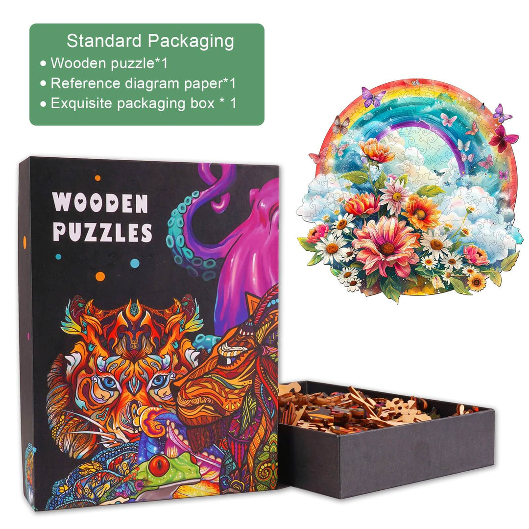 Rainbow and Flowers Wooden Jigsaw Puzzle