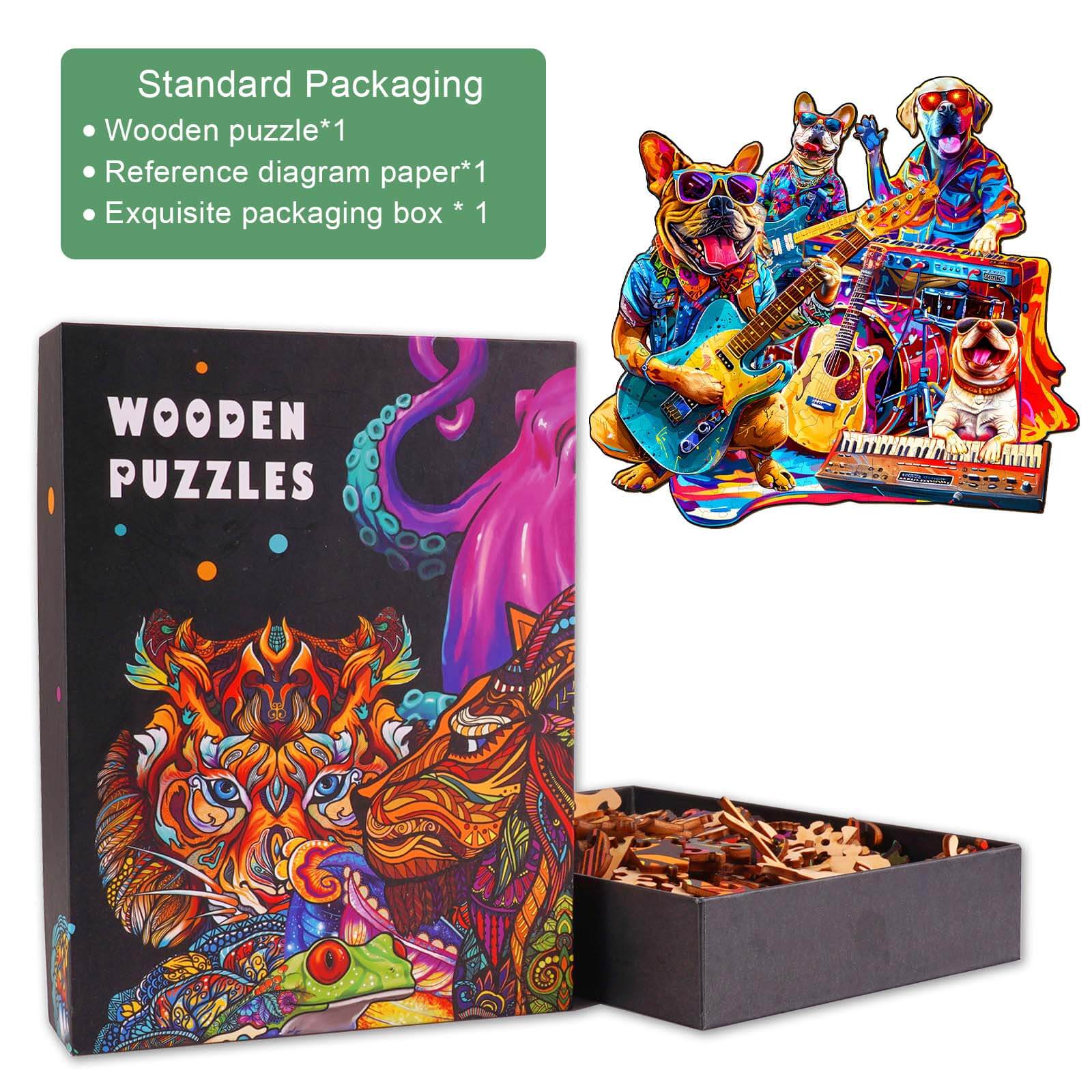 Dog Band Wooden Jigsaw Puzzle